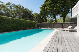 Vaucluse vacation rental, pool timber deck, hedge fencing