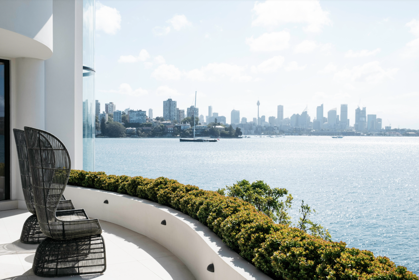 Villa terrace lounge set for an evening at dusk